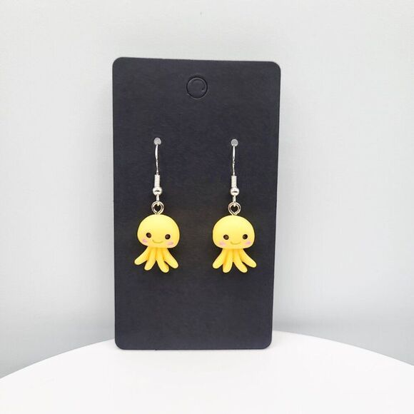 Handmade Jewelry - Yellow Octopus Earrings